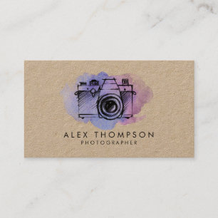 Kraft Watercolor Camera Photographer Visitkort