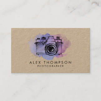 Kraft Watercolor Camera Photographer Visitkort