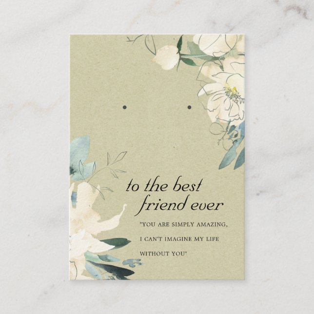 KRAFT WHITE BLOMMIGT FRIEND EARRING VISNING CARD PLACERINGSKORT (Framsida)