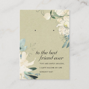KRAFT WHITE BLOMMIGT FRIEND EARRING VISNING CARD PLACERINGSKORT