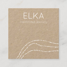 Kraft White Dots Square Earring Visning Card