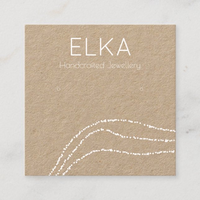Kraft White Dots Square Earring Visning Card Fyrkantigt Visitkort (Framsida)