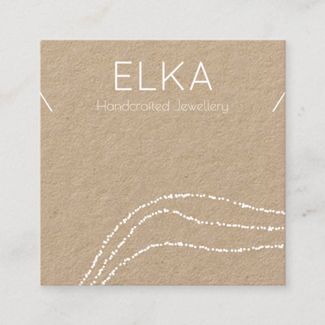 Kraft White Dots Square Necklace Visning Card Fyrkantigt Visitkort (Framsida)