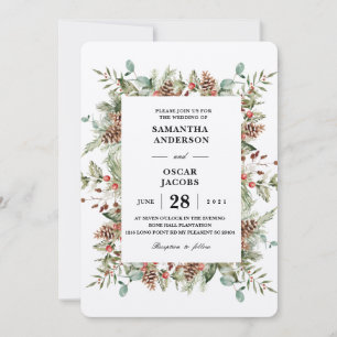 Kraft Winter Grönt Gräs Cone Ram Inbjudningar