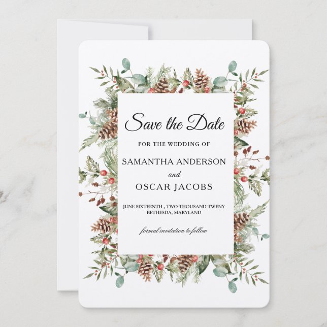 Kraft Winter Grönt Gräs Cone Ram Spara Datumet (Framsida)