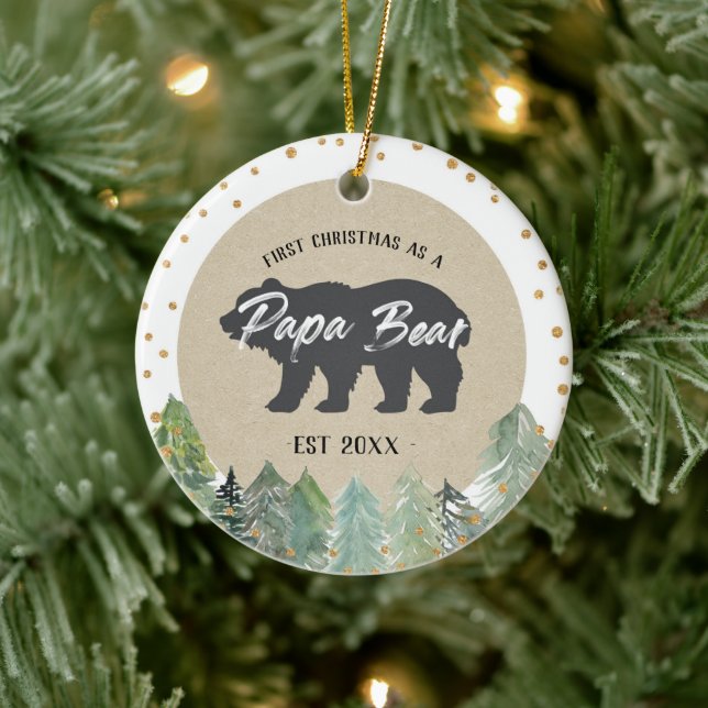 Kraft Wood-jul som Pappa Bear Ornament (Träd)