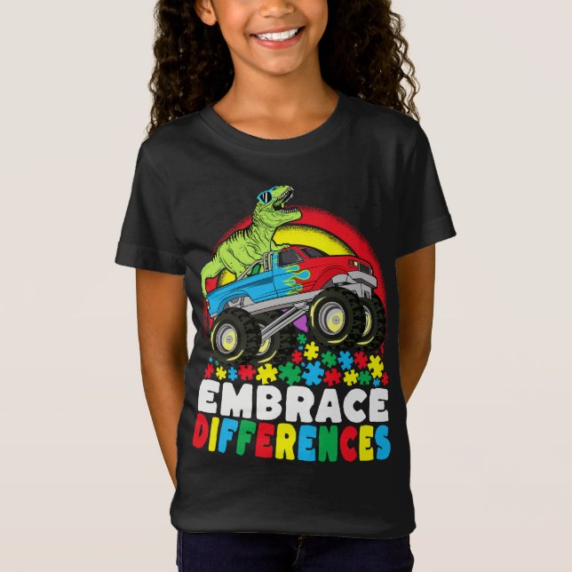 Kräfta skillnader T Rex Monster Lastbil Autism Shirt (Framsida)
