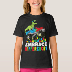 Kräfta skillnader T Rex Monster Lastbil Autism Shirt