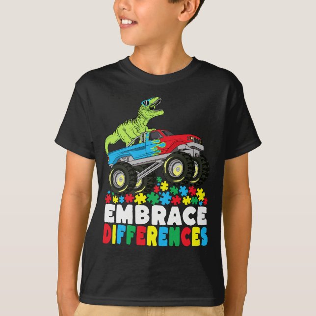 Kräfta skillnader T Rex Monster Lastbil Autism Shirt (Framsida)