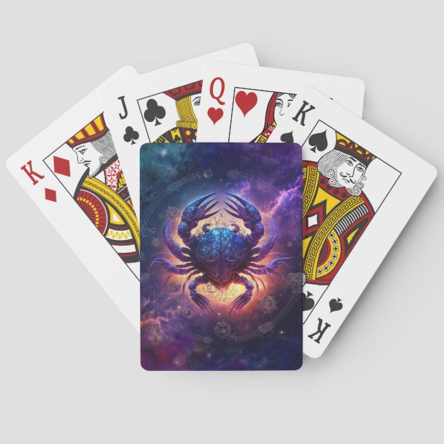 Kräftans Stjärntecken Vattenfärgdesign Casinokort (Baksidan)