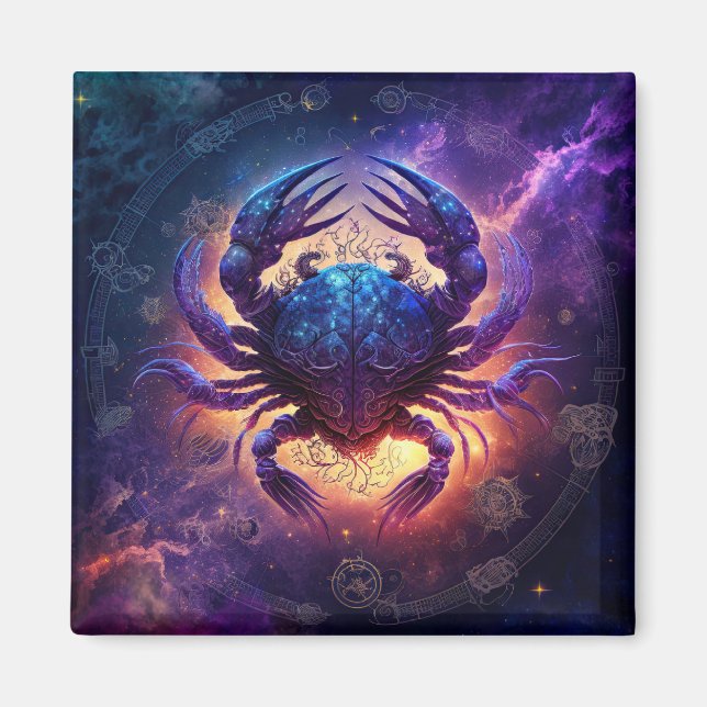 Kräftans Stjärntecken Vattenfärgdesign Magnet (Framsidan)