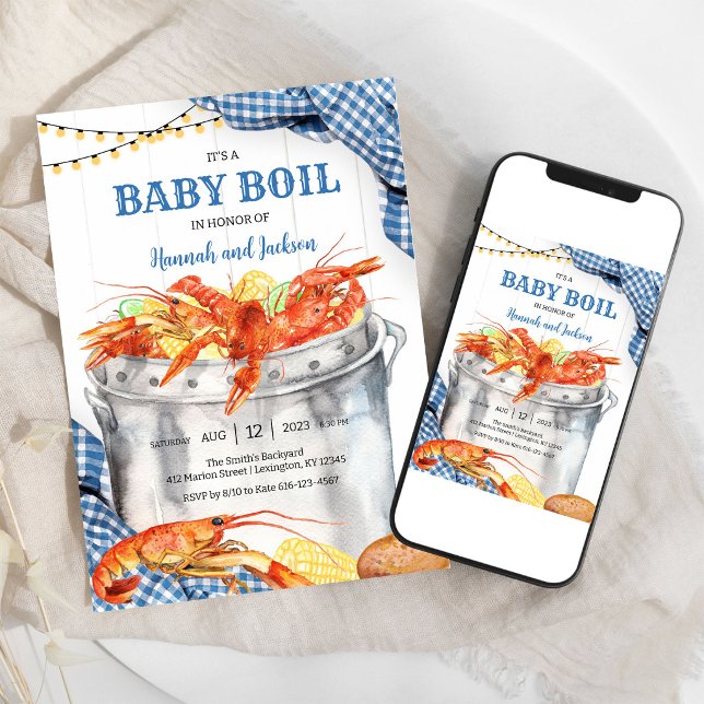 Kräftbabykok Sjöfödselinvitation För Babyshower Inbjudningar (Skapare uppladdad)