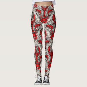 Kräftdjur i rött, svart och elfenben leggings