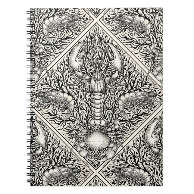 Kräftdjur i svart och naturligt vitt anteckningsbok (Framsidan)