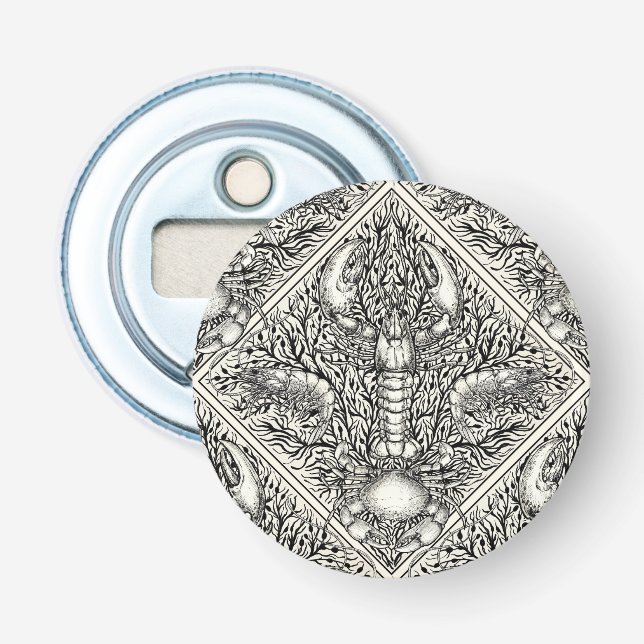 Kräftdjur i svart och naturligt vitt flasköppnare (Framsidan)