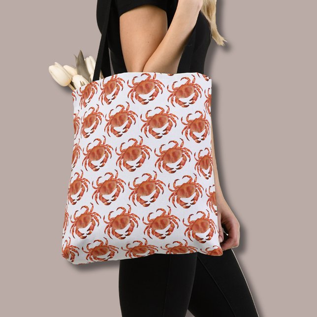 Kräftdjur Seaside Mönster Tygkasse (Brown crab coastal crustacean tote bag)