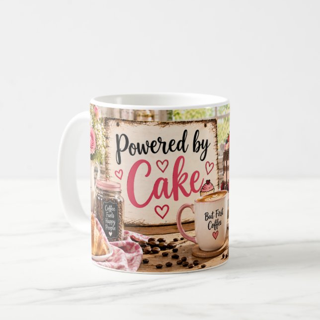 Kraftdriven av Cake Rosa Bakningsmugg Kaffemugg (Framsida vänster)