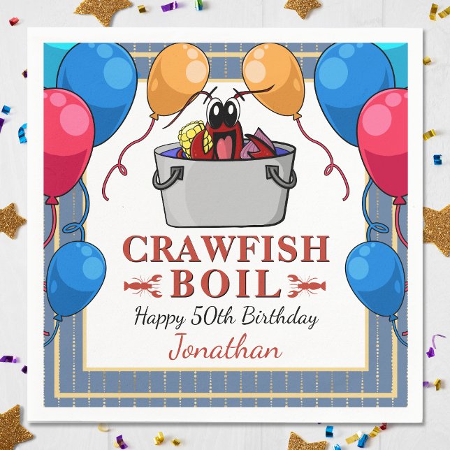 Kräftfest Födelsedag Sjömatfest Pappersservett (Crawfish Boil Birthday Seafood Party Napkins! Perfect for a birthday of any age!)