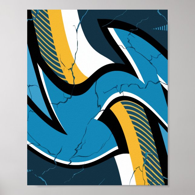 Kraftfull Abstrakt - krackad energidesign Poster (Framsidan)