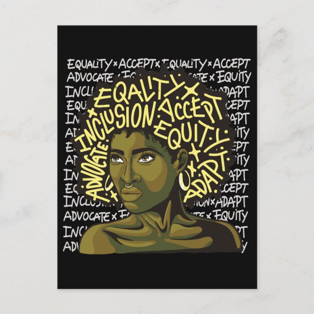 Kraftfull afroart om jämlikhet och inkludering vykort (Framsida)