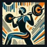 Kraftfull Art Deco för att lyfta kvinnors vikt Poster<br><div class="desc">Dekorera muren med den här slående poster som har en Art Deco-design av en kvinna som lyfter en barbell. Både styrka och kraft som visas i en bild. Perfekt för alla som är engagerade i viktutbildning och kroppsskulptering. Underbar för sovrum, kontor eller dekoration i träningsstudio. Underbar gåva till en fru,...</div>