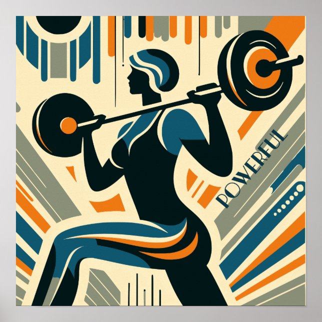 Kraftfull Art Deco för att lyfta kvinnors vikt Poster (Framsidan)