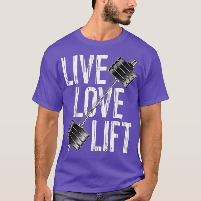 Kraftfull barbell för PowerLyftande Kärlek Hiss T Shirt (Framsida)