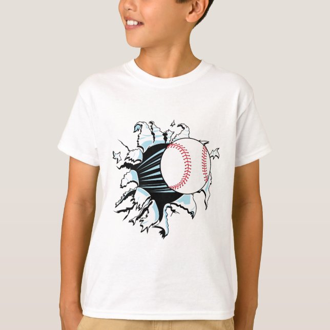 kraftfull baseboll som river igenom tee (Framsida)