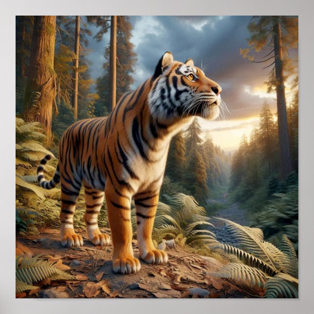Kraftfull bengaltiger i Vildens jungel Poster (Framsidan)