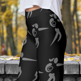 Kraftfull Black Womens Rugby Mönster Leggings