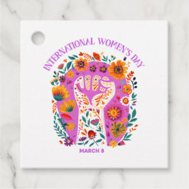 Kraftfull Blommigt, kvinnodagen i Internationell Gåvor Etiketter