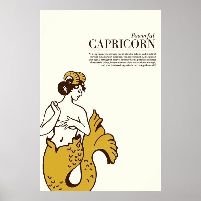"Kraftfull Capricorn" Cute & Coola Zodiac Art Poster (Framsidan)