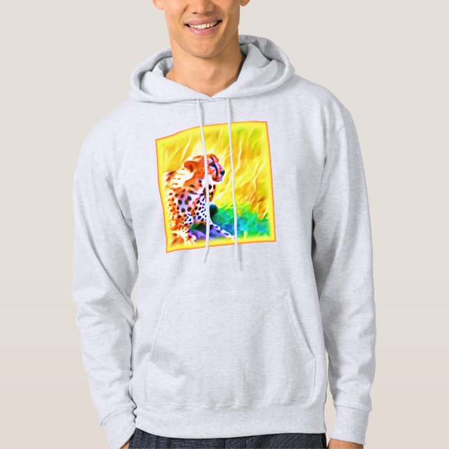 Kraftfull Cheetah Animal Painting. Köp nu Hoodie (Framsida)