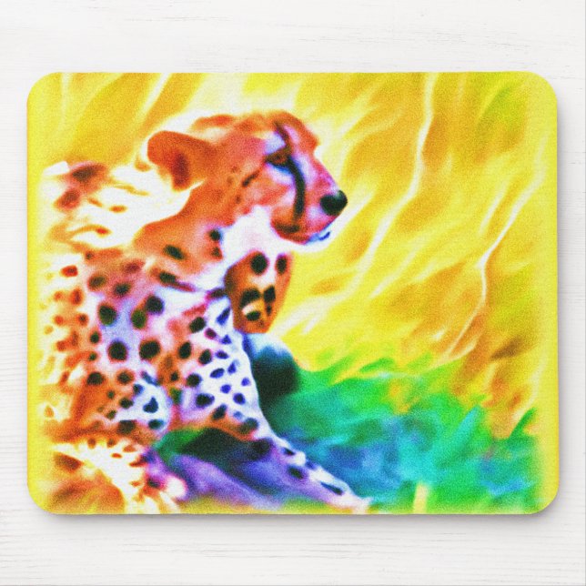 Kraftfull Cheetah Animal Painting. Köp nu Musmatta (Framsidan)