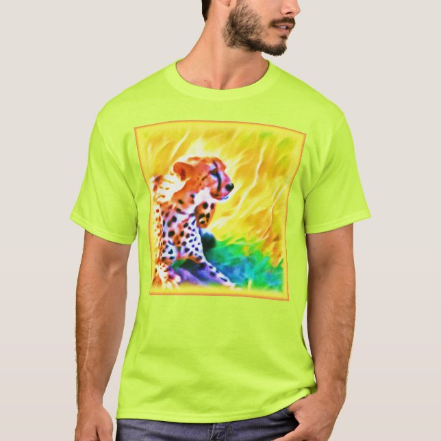 Kraftfull Cheetah Animal Painting. Köp nu T Shirt (Framsida)