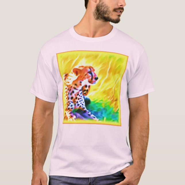 Kraftfull Cheetah Animal Painting. Köp nu T Shirt (Framsida)