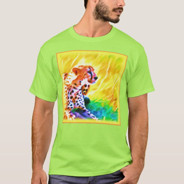 Kraftfull Cheetah Animal Painting. Köp nu T Shirt (Framsida)