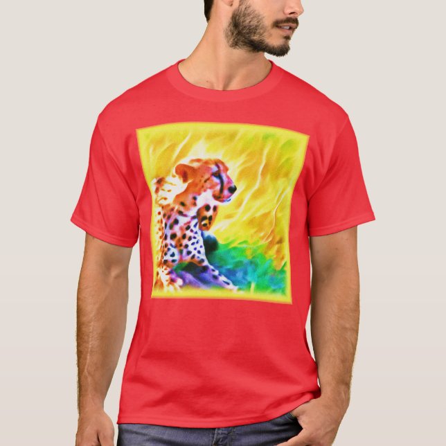 Kraftfull Cheetah Animal Painting. Köp nu T Shirt (Framsida)
