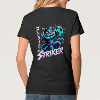 Kraftfull Cyberpunk Katt Målvakt T-Shirt för Kvinn