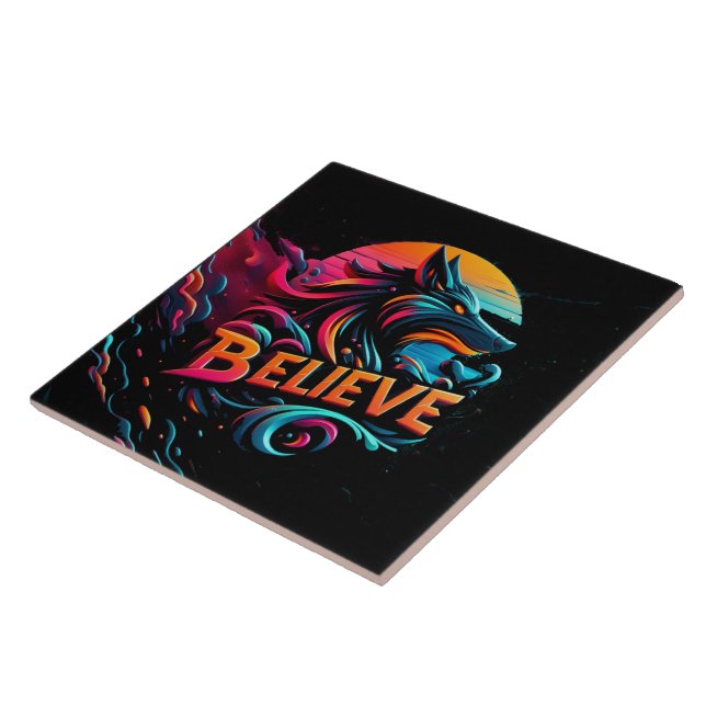 Kraftfull digital grafik med stiliserad Varg Kakelplatta (Sidan)