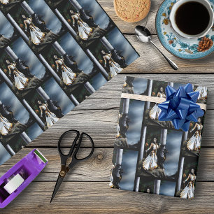 Kraftfull Fantasy Häxa Svart Drak Väktare Presentpapper