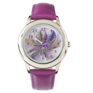 Kraftfull, färglös Abstrakt Fractal Art Flower Armbandsur