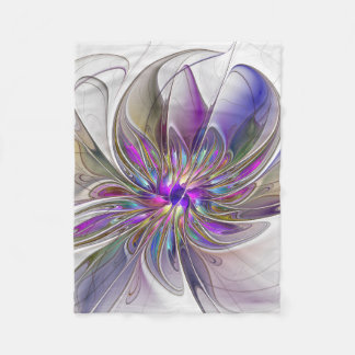 Kraftfull, färglös Abstrakt Fractal Art Flower Fleecefilt