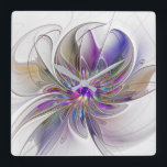 Kraftfull, färglös Abstrakt Fractal Art Flower Fyrkantig Klocka<br><div class="desc">En kraftfull fantasi med flera färger,  en unik blommigt Fractal Art. Design för din kvadratväggklocka med mera.</div>