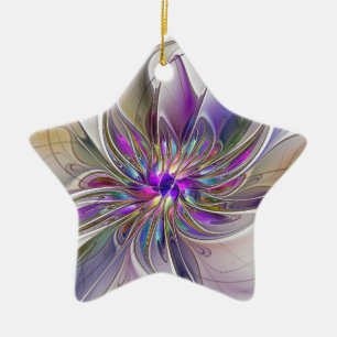 Kraftfull, färglös Abstrakt Fractal Art Flower Julgransprydnad Keramik