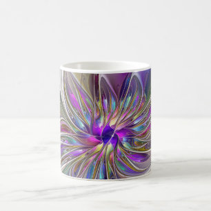 Kraftfull, färglös Abstrakt Fractal Art Flower Kaffemugg