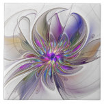 Kraftfull, färglös Abstrakt Fractal Art Flower Kakelplatta<br><div class="desc">Dekorativ unik fantasi-blomma. Utformning av keramisk platta med mera.</div>