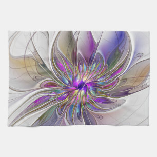 Kraftfull, färglös Abstrakt Fractal Art Flower Kökshandduk