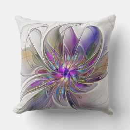 Kraftfull, färglös Abstrakt Fractal Art Flower Kudde
