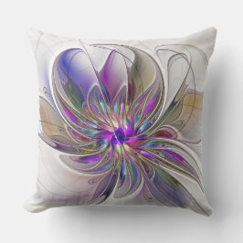 Kraftfull, färglös Abstrakt Fractal Art Flower Kudde